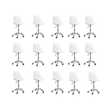 Imagem de Kit 15 Cadeiras Office Base Cromada Com Rodízio Giratória Saarinen Branco