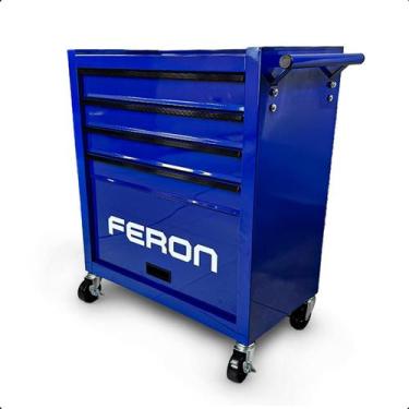 Imagem de Carrinho Metálico Armazena Ferramentas 4 Gavetas 4 Rodas 1 Baú E Puxad