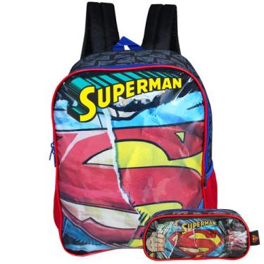 Imagem de Kit Mochila De Alças Superman Com Estojo Infantil Escolar - Luxcel, Ci