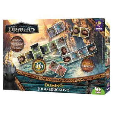 Imagem de Jogo Dominó Educativo com 36 Peças de Como Treinar Seu Dragão Mimo Toy