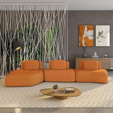 Imagem de Sofá 3 Lugares Orgânico com Chaise e 2 Módulos Berlim Bouclê Cr K01 - 