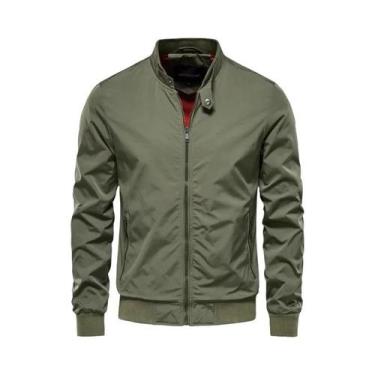 Imagem de Jaqueta Masculina Slim Fit De Cor Sólida AIOPESON Casual Com Gola Alta