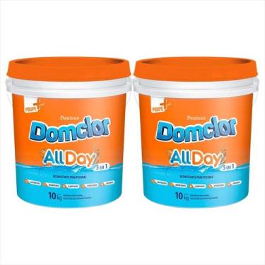 Imagem de Kit 2 Balde Manutenção P/ Piscina Allday 10kg Domclor