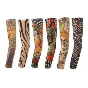 Imagem de Kit 6 Pares Manguito Manga Tipo Tatuagem Falsa Tatoo - NoBrand