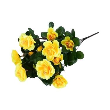 Imagem de Flores Artificiais De Azaleia Vermelha, Resistentes a UV, Decoração De