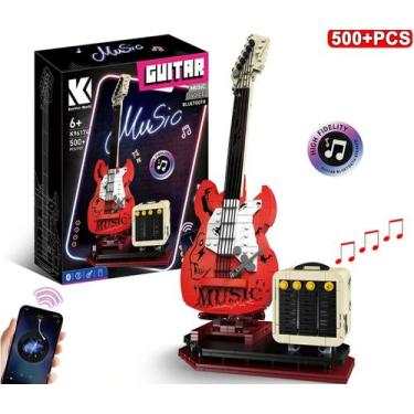 Imagem de Guitarra Blocos De Montar Com Caixa De Som Bluetooth Amplificador 500 
