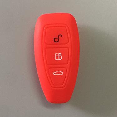 Imagem de YJADHU Protetor de chave de silicone de substituição da capa do carro com 3 botões, adequado para Ford Mondeo Focus Fiesta Kuga C-Max S-Max MK3, rose a