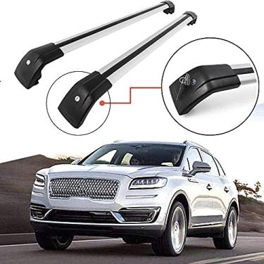 Imagem de 2 peças de trilho de teto ajustável bagagem, bagagem, bagagem, bagagem, barras transversais, adequado para Lincoln Nautilus 2019 2020 2021 2022 - prata