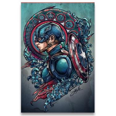 Imagem de Poster Decorativo 42cm X 30cm A3 Brilhante Capitão America Vingadores