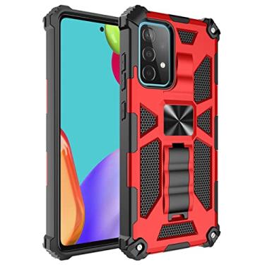 Imagem de ZiEuooo Capa de telefone com suporte magnético de metal TPU rígido para Samsung Galaxy S22 S21 S20 Ultra Plus FE A73 A53 A33 5G Shell, capa traseira de proteção total (vermelho, A55 5G)