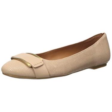 Imagem de Calvin Klein Sapatilha feminina Oneta Ballet, Desert Sand Lagarto brilhante/Vaca Kansas Smooth, 9.5