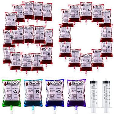 Imagem de Nuenen 60 Pcs Blood Bags for Drinking Nurse Graduation Vampire Party Drinking Pouches Juice Puree Bag Reusable Energy Drink Container 8.5oz with Cap for April Fools Day Halloween Decorations