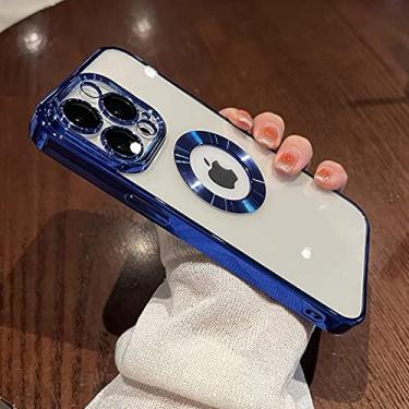 Imagem de Luxo chapeamento Charm Logo Hollow Case Para iPhone 14 13 11 12 Pro XR X XS Max 7 8 Plus SE3 Capa à Prova de Choque Transparente Macia, Marinha, Para iPhone 14