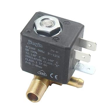Imagem de JIAYIN JYZ-4P Válvula solenoide de água para gerador de ar de ferro a vapor normalmente fechada de 2/2 vias de latão para vapor a gás de 230 V, entrada G1/20.3 cm, M10 x 1 saída