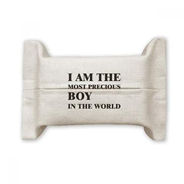 Imagem de Bolsa de linho de algodão com suporte para capa de papel para lenços faciais I Am The Precious Boy
