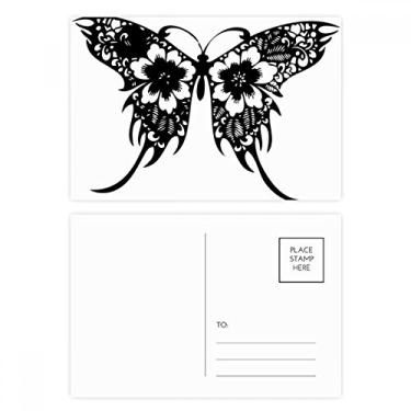 Imagem de Cartão postal Borboleta em estilo chinês com asas florais, cartão de felicitações de aniversário