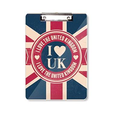 Imagem de Placa de suporte I Love The United Kingdom Union Jack UK Flag Clipboard Folder Writing Pad A4