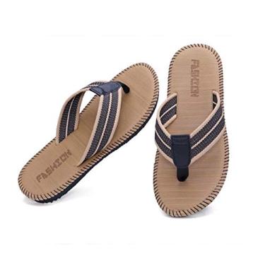 Imagem de SOUGAO Chinelos masculinos unissex de praia/piscina para ambientes externos e internos (Cáqui 43)