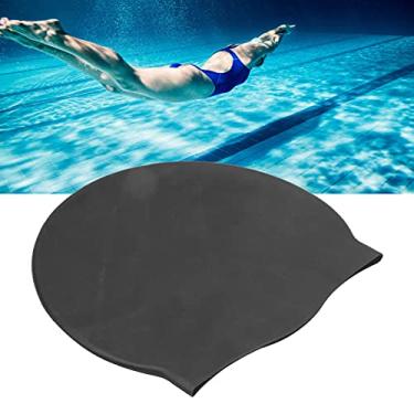 Imagem de 01 Touca de natação, touca de natação masculina para mulheres (preto)