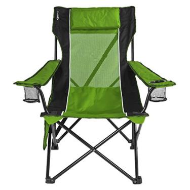 Imagem de Kijaro Cadeira de acampamento dobrável – Aproveite o ar livre nesta cadeira de ar livre com porta-copos embutidos e organizador lateral – Inclui um travesseiro removível – Verde irlandês