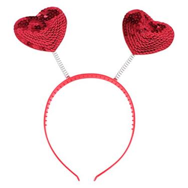 Imagem de Beaupretty Tiara de coração Bopper Red Love Heart Hair Argola de cabelo com lantejoulas para festas festivas