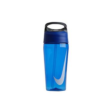 Imagem de Nike Garrafa de água Hypercharge com canudo unissex, azul/branco, 473 ml