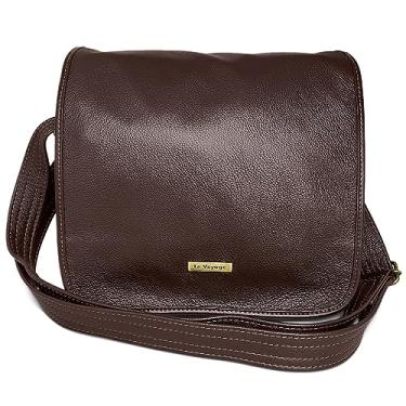 Imagem de Bolsa Carteiro Masculina Alça Tiracolo Feita De Couro Bovino Cor:Marrom