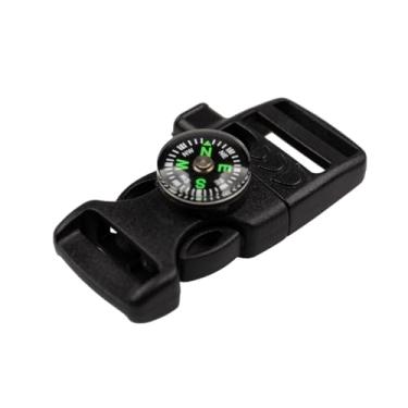 Imagem de Paracord Planet Fivela utilitária preta de 5/8" – 2-1 – apito e bússola de alta frequência – ótimo para caminhadas, acampamento e quaisquer outras atividades ao ar livre – 5 polegadas – pacote com 10