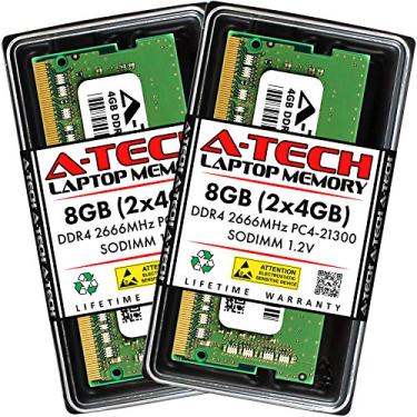 Imagem de A-Tech RAM 8 GB (2 x 4 GB) DDR4 2666 MHz SODIMM PC4-21300 (PC4-2666V) CL19 1,2V Non-ECC SO-DIMM 260 Pin - Kit de atualização de memória para laptop, notebook e computador AIO