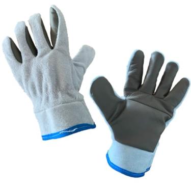 Imagem de Kit 10 Luva de Segurança Mista Couro Vaqueta e Raspa Petroleira Segurança Epi CA