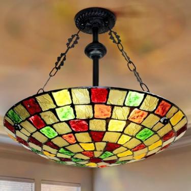 Imagem de Lustres vintage de 20" Luzes de teto invertidas estilo vitoriano 5 luzes pendentes suspensas para sala de jantar Quarto Fazenda Corredor Ilha de cozinha/744 (Size : Multicolor)