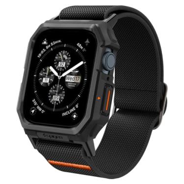 Imagem de Spigen Lite Fit Pro para Apple Watch Capa Pulseira Series 9/8/7 45mm Proteção TPU Durável com Pulseira Tecido Leve - Preto Fosco