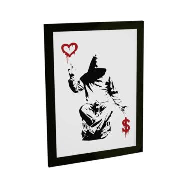 Imagem de Quadro Decorativo A4 Grafite Banksy Critica Amor X Dinheiro