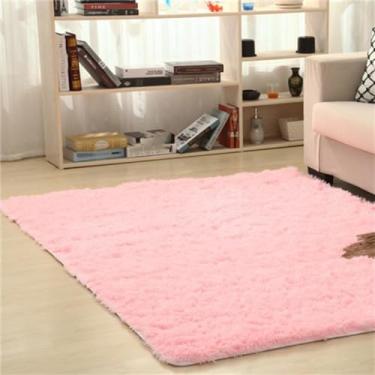 Imagem de Tapetes de área ultra macios quadrados tapetes macios para o quarto sala de estar tapete desgrenhado decoração de casa, rosa, 80x160cm