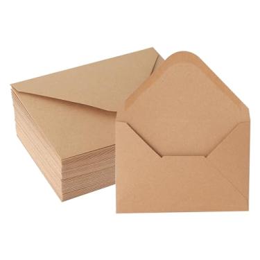 Imagem de Envelopes Kraft com aba em V, pacote com 50, 10 x 15 cm, envelopes A4, envelopes de cartão, envelopes marrons, envelopes de papel kraft para convites, envelopes de cartão postal, adesivo à base de