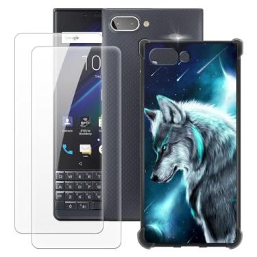 Imagem de MILEGOO Capa para BlackBerry Key 2 LE + 2 peças protetoras de tela de vidro temperado, capa ultrafina de silicone TPU macio à prova de choque para BlackBerry Athena (4,5 polegadas)