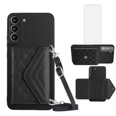 Imagem de Asuwish Capa de telefone para Samsung Galaxy S21 FE 5G capa carteira com protetor de tela de vidro temperado suporte para cartão de crédito transversal celular S 21 EF S21FE5G UW S21FE 21S G5 16.3 cm