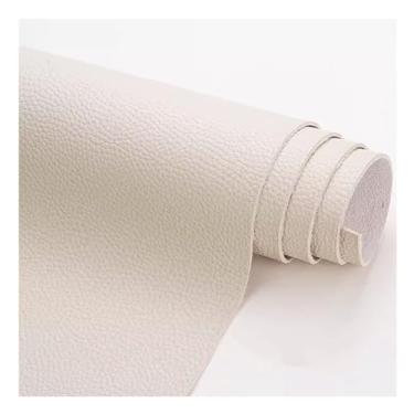 Imagem de Costura e Tecido Tecido De Couro Engrossado Por Metro, Folhas De Couro Texturizadas De Lichia, Tecido De Couro Falso Pu De Costura Diy Para Estofados, Sofás, Assentos De Carro(Color:Off white)