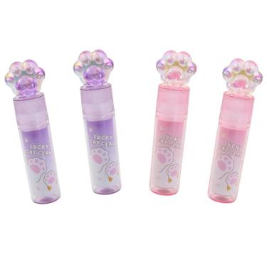 Imagem de 4 peças de borrachas de pata de gato, borracha de gato fofo para crianças, borracha de batom de pata de gato, borracha de garra de gato para estudantes escrevendo material escolar de escritório