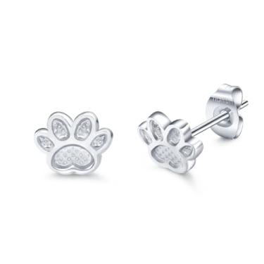 Imagem de Cute Paw G23 Brincos pequenos de titânio para mulheres adolescentes meninas cartilagem delicada simples banhado a prata cão gato impressão 20 g piercing minúsculo brincos hipoalergênicos moda joias