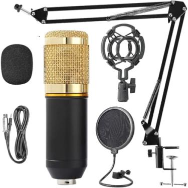 Imagem de Microfone Condensador Kit Microfone Condensador com Braço Articulado e Pop Filter para Transmissão Ao Vivo Kit Microfone Estúdio BM800 + Pop Filter + Aranha + Braço Articulado - YODHE