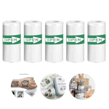 Imagem de Kit 5 Bobinas Etiqueta Térmica Adesiva 55x25mm 3 Metros Transparente Rolo Para Mini Impressora Portátil e a Prova De Água Papel Térmico Adesivo Kit 5 Bobinas Contínua StartBox