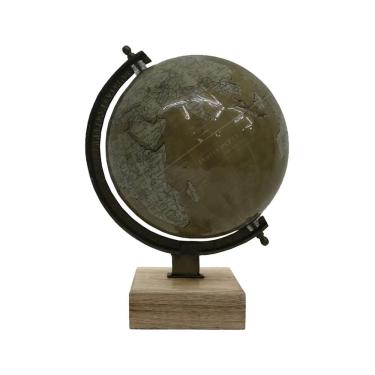 Imagem de Globo Terrestre Decorativo em Metal e Madeira Dourado 30cm SRY0004 BTC
