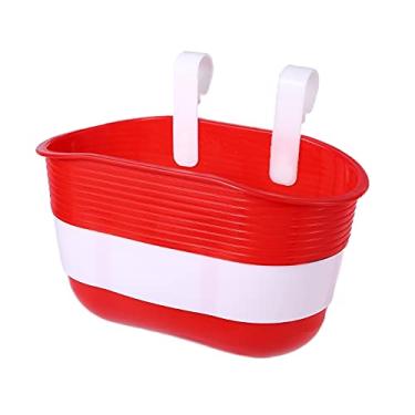 Imagem de Carrinho Cesta 1 Pç Cesta de Bicicleta Crianças Bicicleta Plástico Pendurado Dianteiro Guiador Portador Alforje Mutilcor Forte (Vermelho)