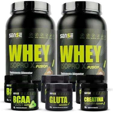 Imagem de Combo 2 Whey Protein +2 Bcaa +2 Glutamina + 2 Creatina-Sense (900g, Chocolate)