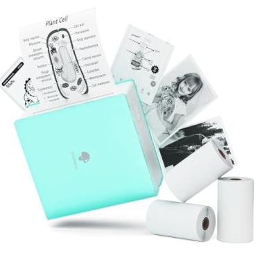 Imagem de Memoqueen Conjunto de mini caixa de presente para impressora de adesivos M02, impressora de bolso móvel Bluetooth, fabricante de adesivos compatível com iOS e Android, para impressão divertida, notas