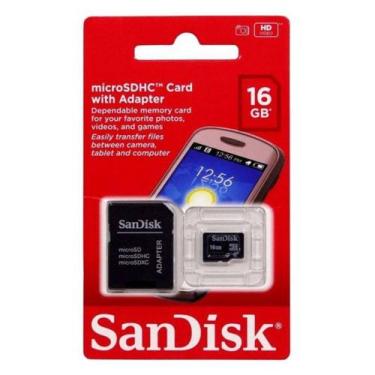 Imagem de Cartão De Memória Sandisk Micro Sd 16 Gb + Adaptador