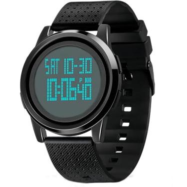 Imagem de MJSCPHBJK Relógio esportivo digital ultrafino, à prova d'água, com LED, luminoso, moderno, para homens e mulheres
