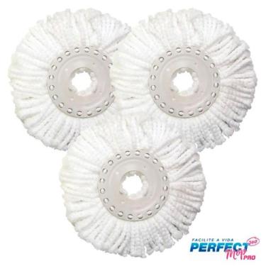 Imagem de Kit 3 Refil Perfect Pro De Microfibra Top Mop Giratório 360 Limpeza Es
