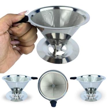 Imagem de Filtro Coador De Café Inox - Peneira Aço Reutilizável Sem Uso De Papel